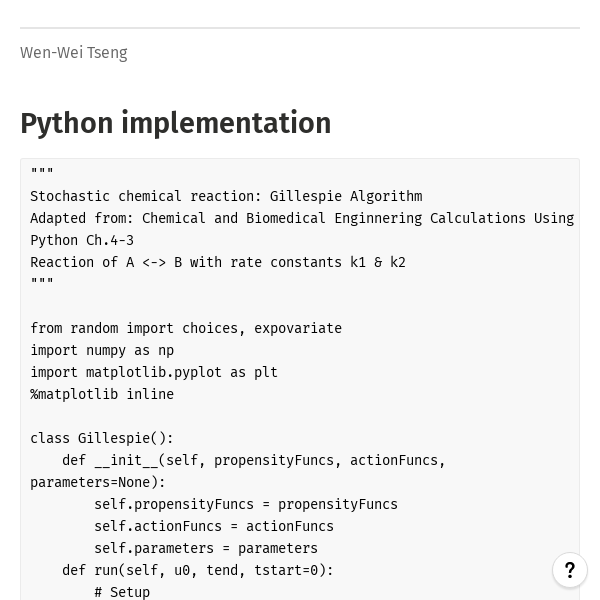 Gillespie Algorithm - Nextjournal