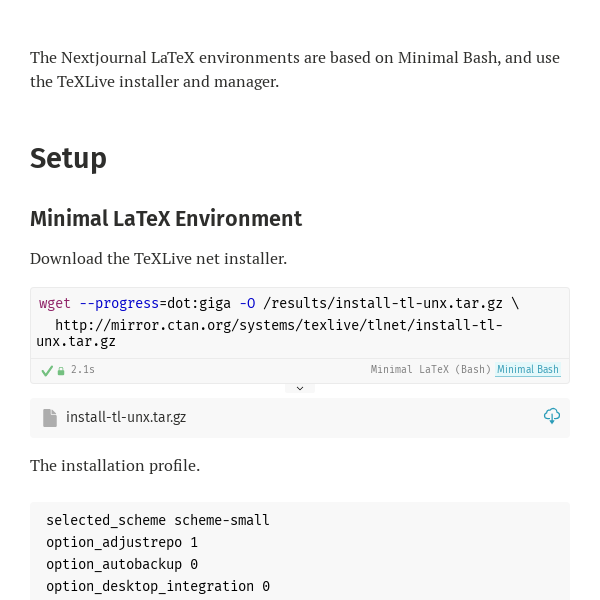 LaTeX Environment - Nextjournal